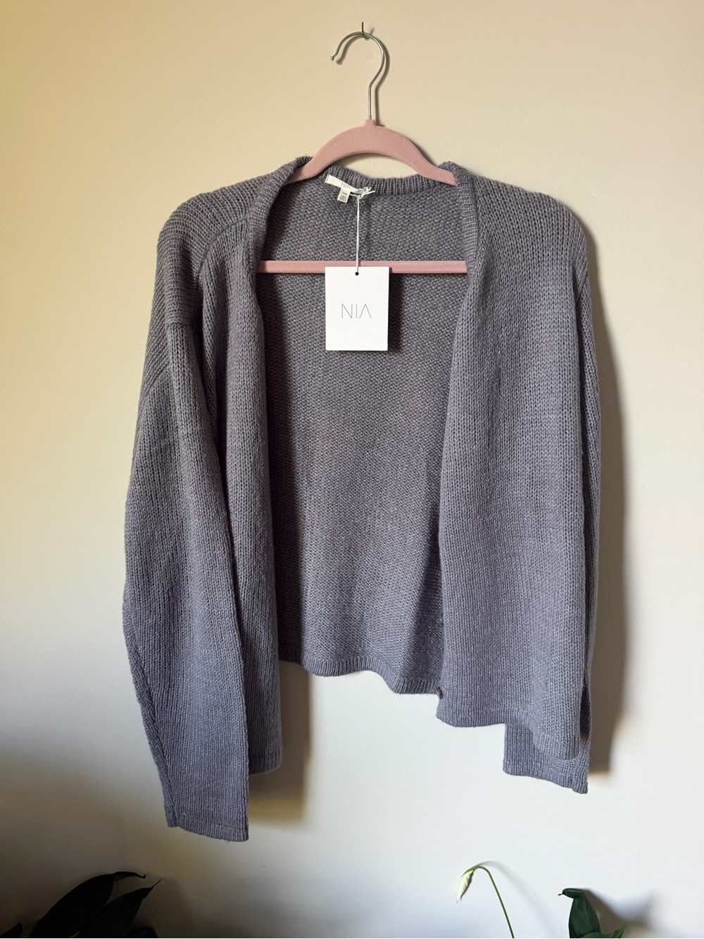 NIA Women's Gray Open-Front Knit Sweater, Plus Size